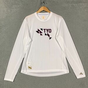 Tracksmith Tokyo Twilight Shirt Men's Large L White Mesh Long Sleeve TKO Logo